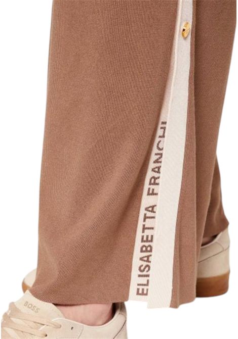 Knitted pants with shiny viscose stripes ELISABETTA FRANCHI | Trousers | KP74S61E2727